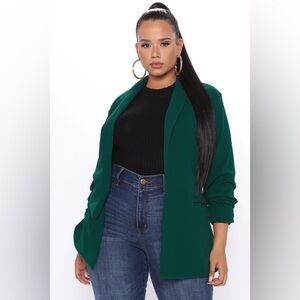 Ruched Sleeve Blazer